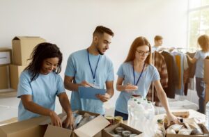 Group of young people helping an organization to represent local seo links for law firms